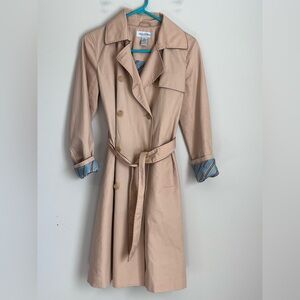 Brooks Brothers Classic Cotton Double Breasted Trench Coat Tan Women's Small‎